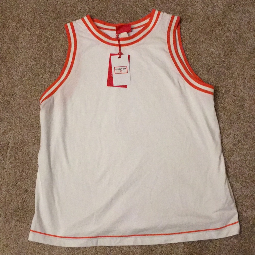 Hunter Contrast Trim Knit Tank Top - White -Medium